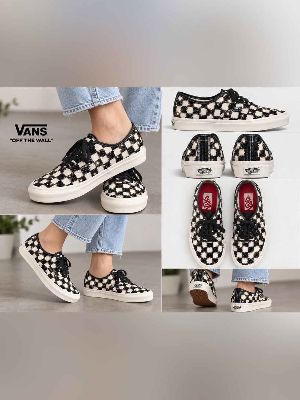 Vans LX Authentic 44 Beaded Checkerboard Sequin Sneakers Women’s 6 Sample